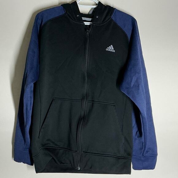 Adidas ClimaWarm Full Zip Fleece Hoodie Men Size M purple Black Pockets AO0622 - Picture 1 of 7